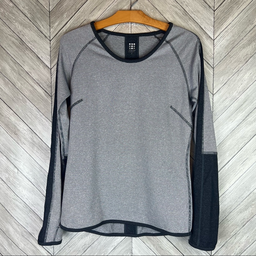 Title Nine Striped Athletic Long Sleeve Top with Thumbholes